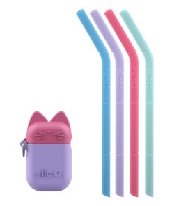 Kids Fold and Store Silicone Straw Set with Case