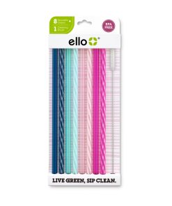Plastic Reusable Straws - 8 Pack Set